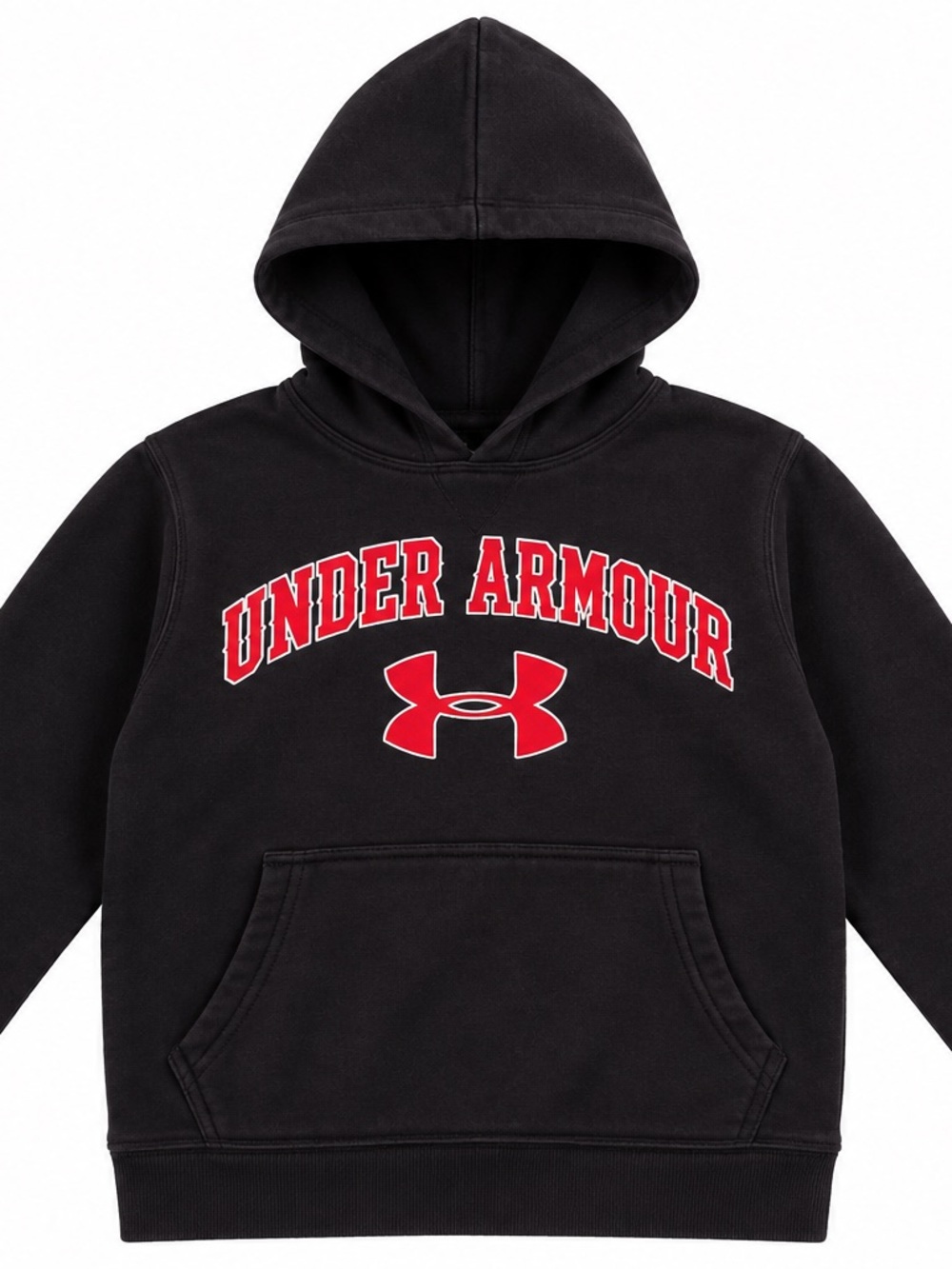 Under Armour Hoodie Youth Small Black Red ColdGear Pullover Sweatshirt